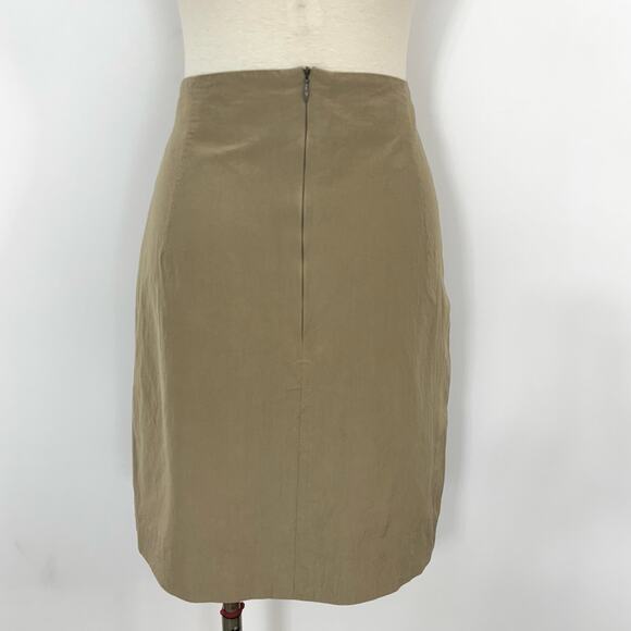Escada Silk Pencil Skirt Asymmetrical Wrap Hem in Beige/Taupe Size 42 (US12) - Picture 6 of 11
